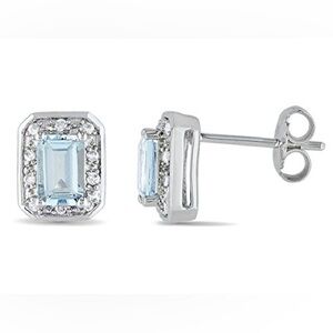 Sterling Silver Aquamarine Stud Earrings